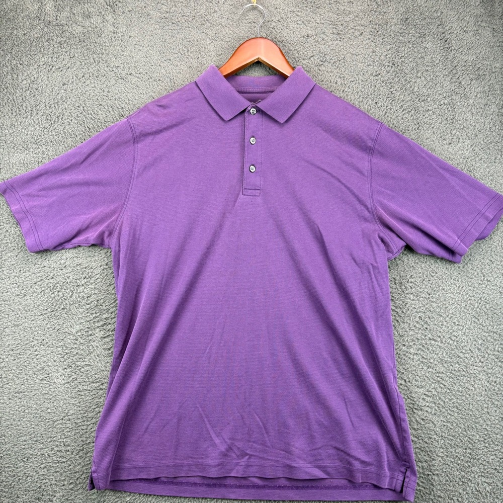 Eddie Bauer Mens Large Purple Short Sleeve Pique‎ Polo Shirt Made in Peru